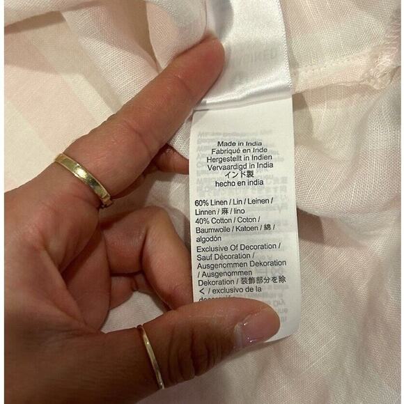 J Crew Womens Cotton Linen V Neck Beach Tunic Pink Stripes 2XL - Picture 4 of 6